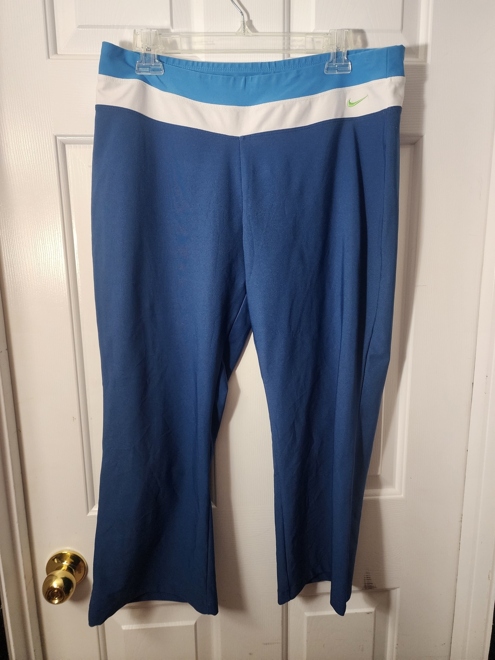 Nike Blue Dry-Fit Capris Pants with Light Blue & White Waistband Sz XL